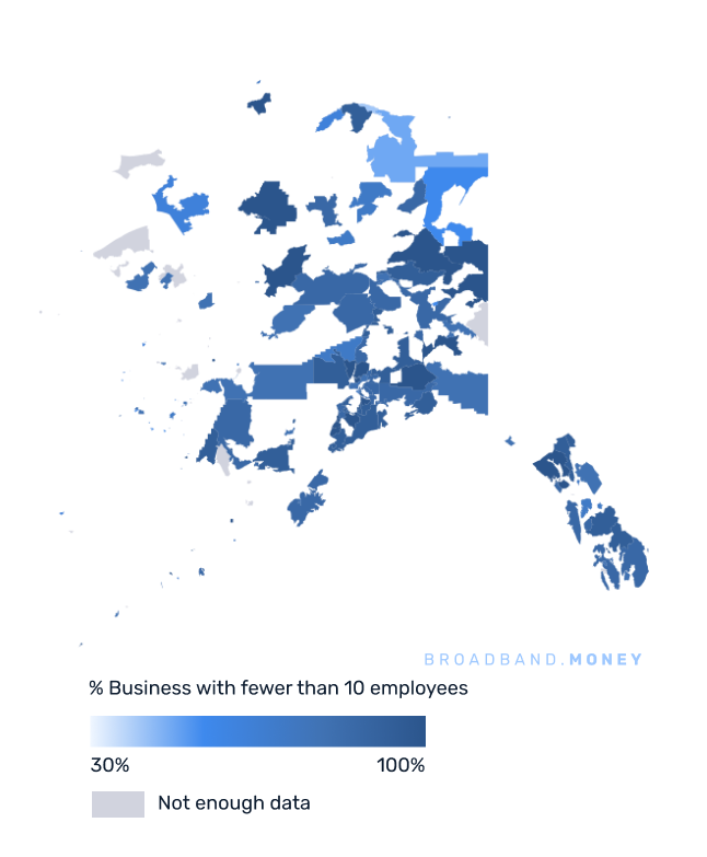 Alaska broadband investment map small business establishments 