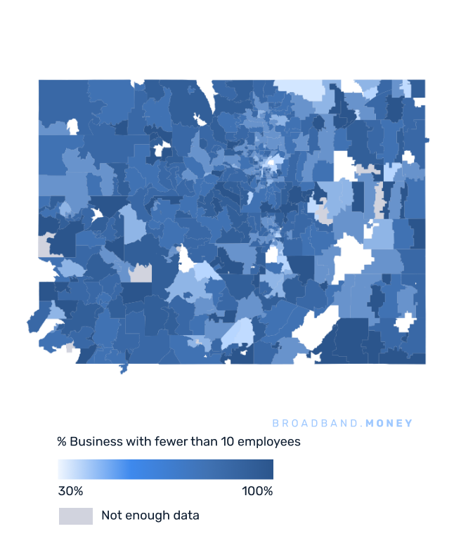 Colorado broadband investment map small business establishments 