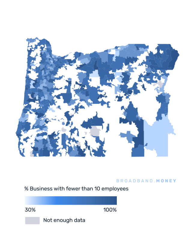 Oregon broadband investment map small business establishments 