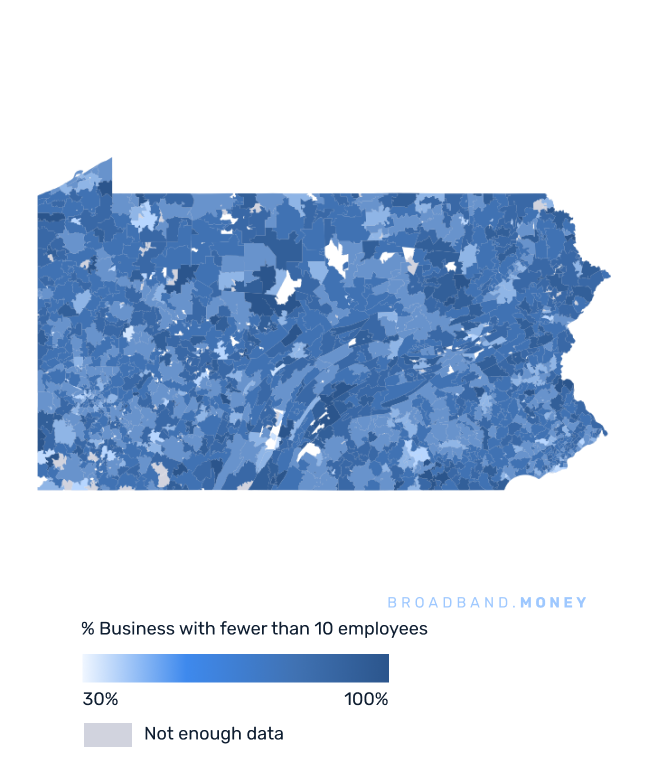 Pennsylvania broadband investment map small business establishments 