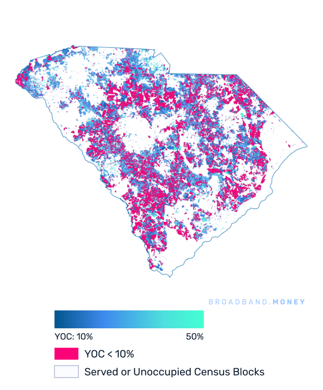 South Carolina broadband investment map yield on cost
