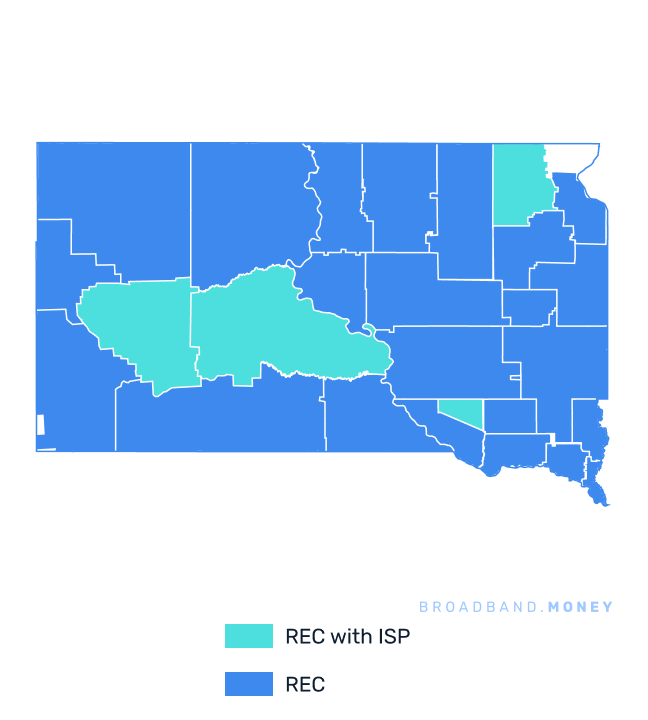 South Dakota broadband investment map REC coverage