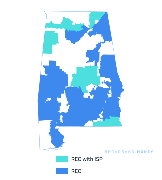 Alabama broadband investment map REC coverage