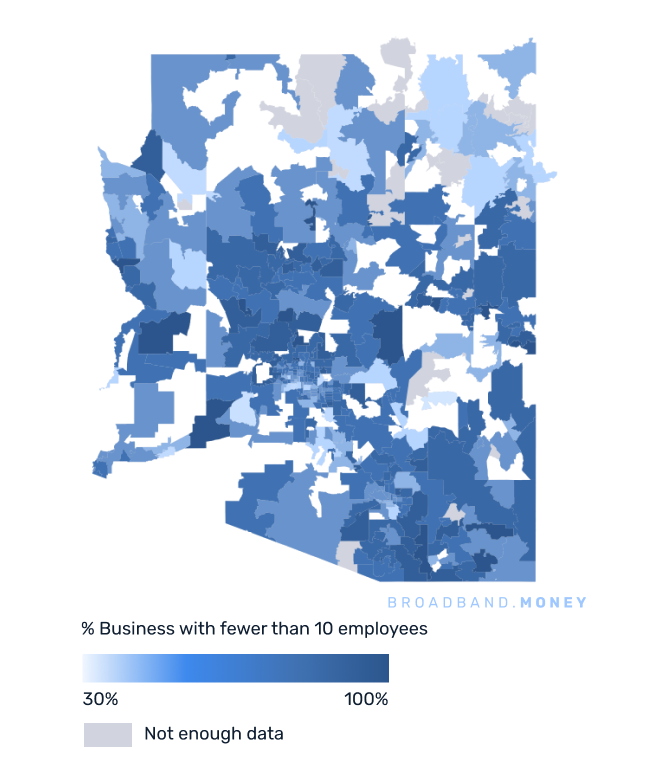 Arizona broadband investment map small business establishments 