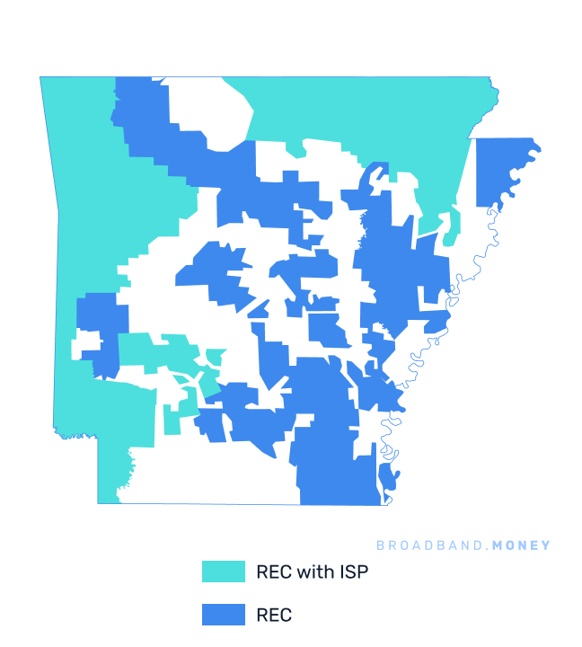 Arkansas broadband investment map REC coverage