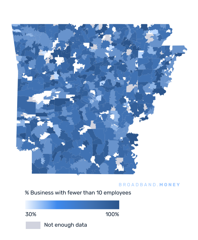 Arkansas broadband investment map small business establishments 
