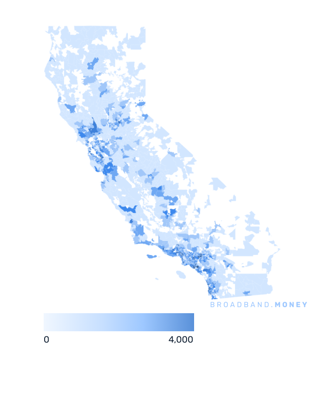 California broadband investment map business establishments