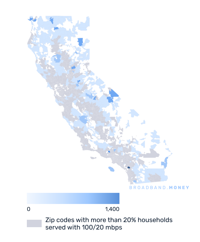 California broadband investment map business establishments in underserved areas