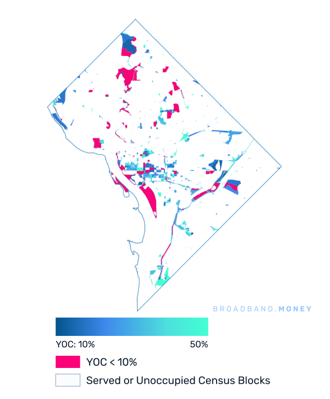 District of Columbia broadband investment map yield on cost