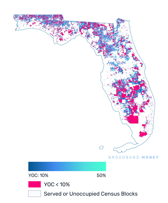 Florida broadband investment map yield on cost