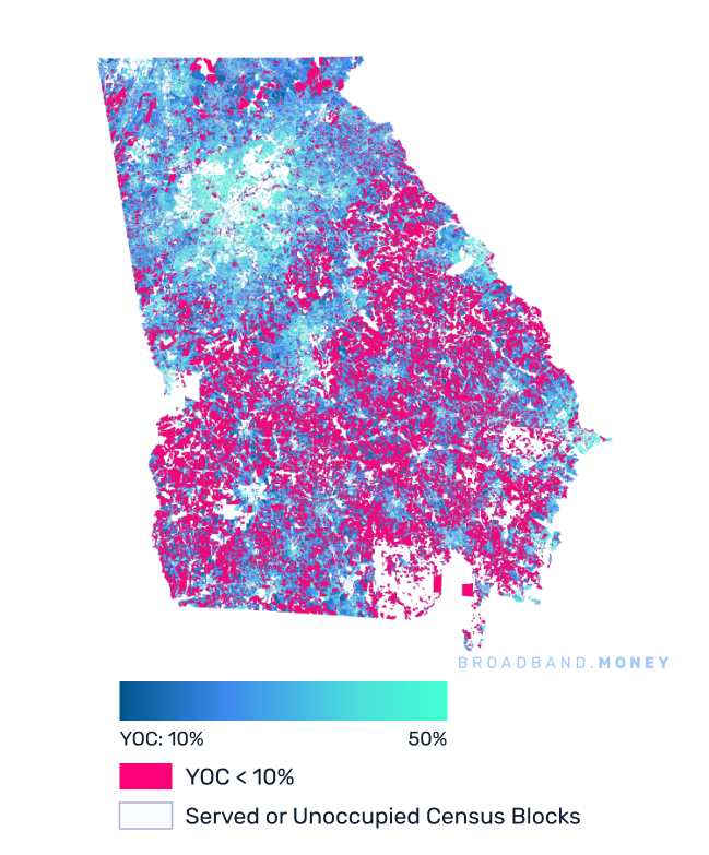 Georgia broadband investment map yield on cost