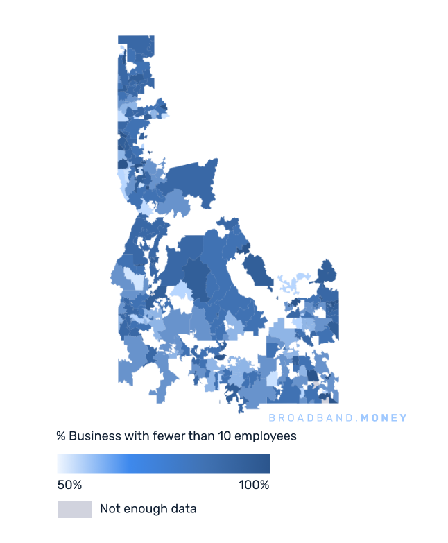 Idaho broadband investment map small business establishments 