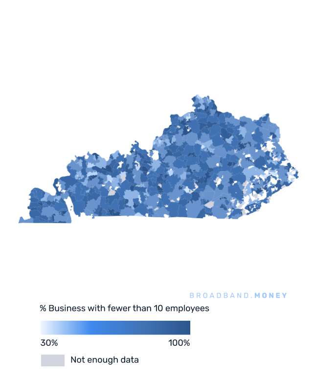 Kentucky broadband investment map small business establishments 