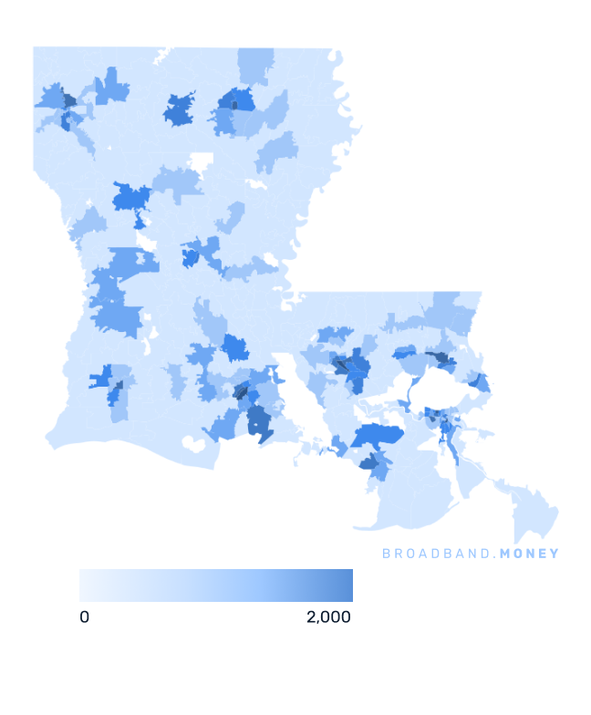 Louisiana broadband investment map business establishments