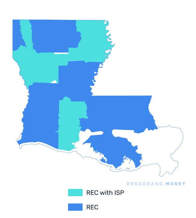 Louisiana broadband investment map REC coverage