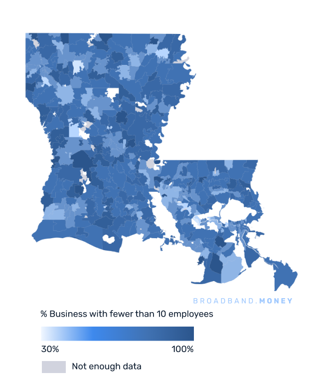 Louisiana broadband investment map small business establishments 