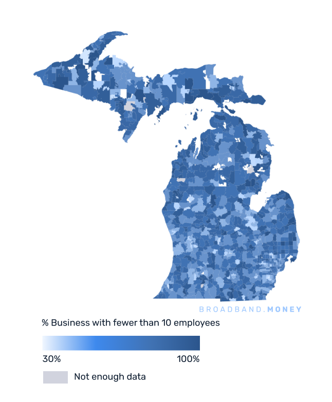 Michigan broadband investment map small business establishments 