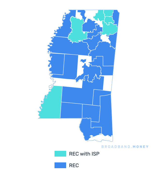 Mississippi broadband investment map REC coverage