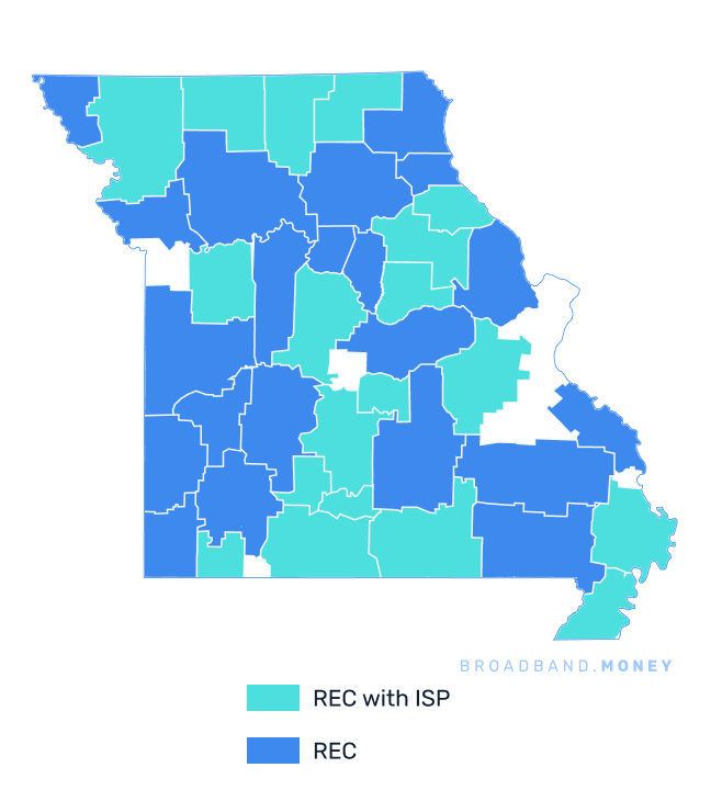 Missouri broadband investment map REC coverage