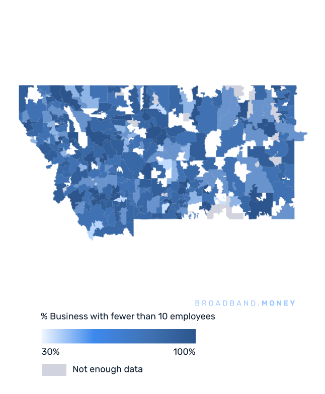 Montana broadband investment map small business establishments 