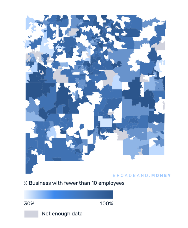 New Mexico broadband investment map small business establishments 