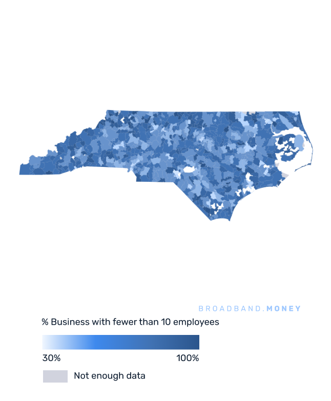 North Carolina broadband investment map small business establishments 