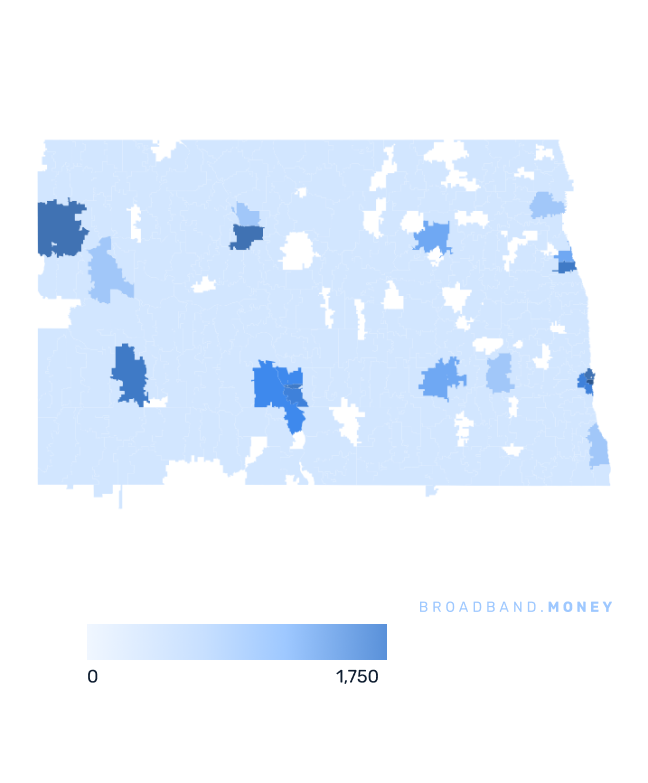 North Dakota broadband investment map business establishments