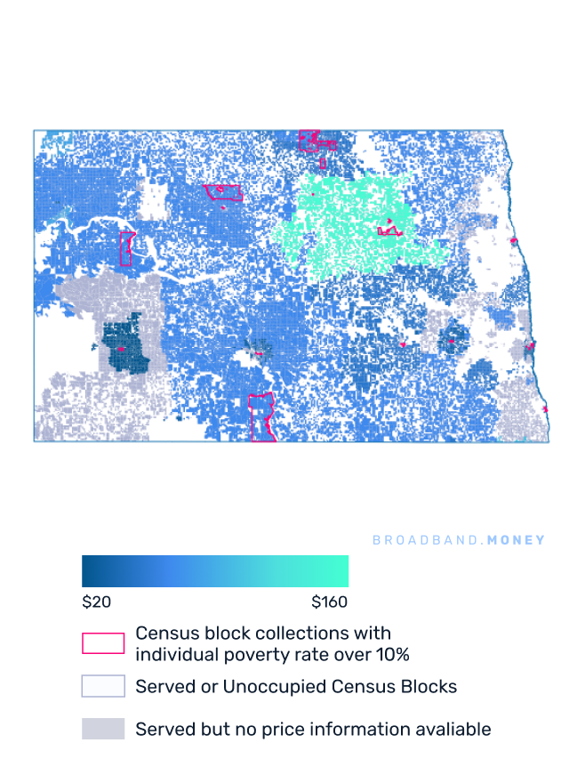 North Dakota broadband investment map yield on cost
