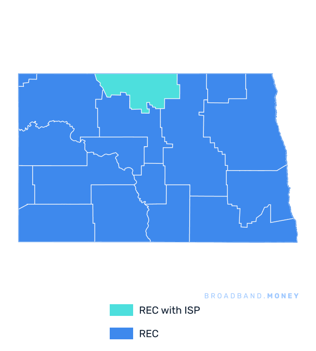 North Dakota broadband investment map REC coverage