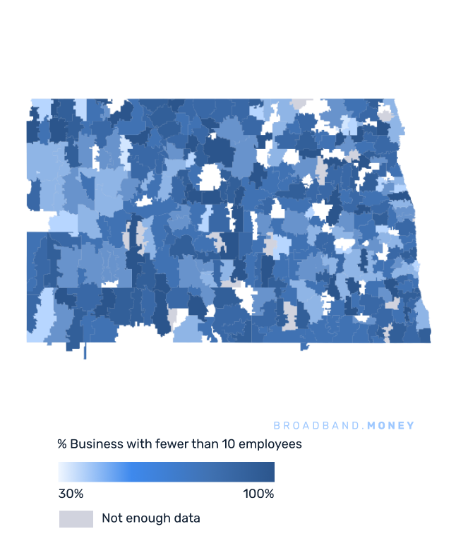 North Dakota broadband investment map small business establishments 