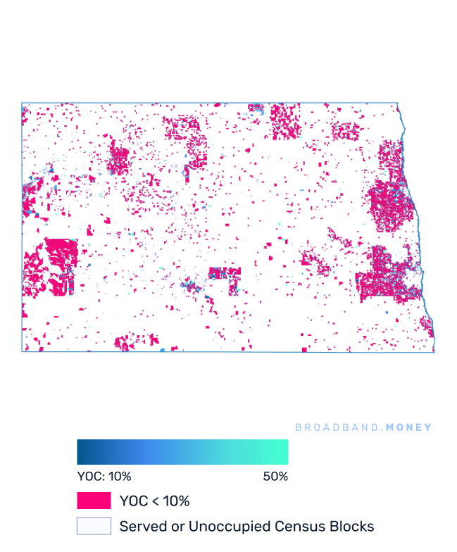 North Dakota broadband investment map yield on cost