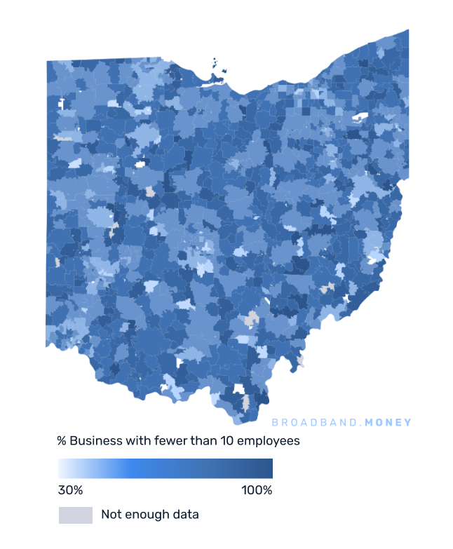 Ohio broadband investment map small business establishments 
