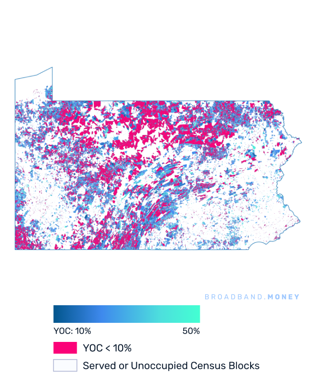 Pennsylvania broadband investment map yield on cost
