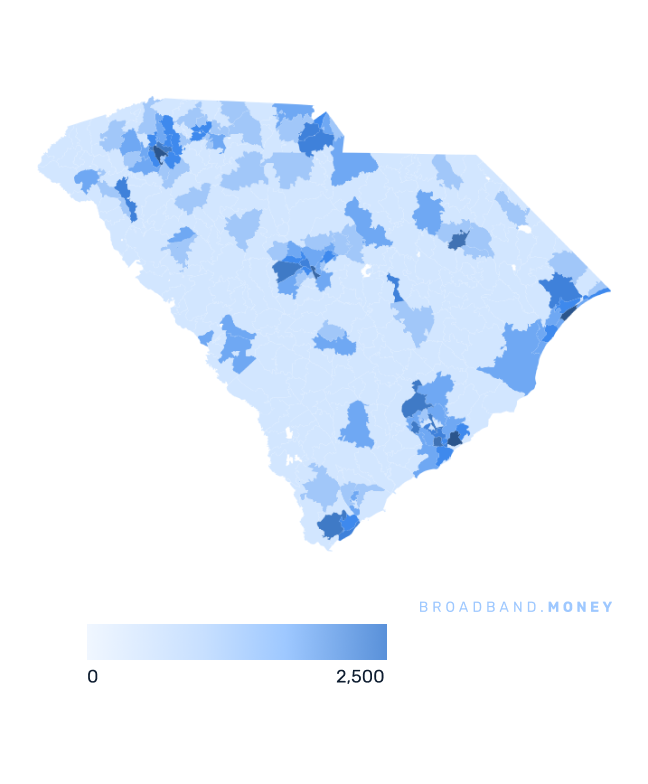 South Carolina broadband investment map business establishments