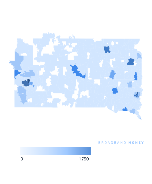 South Dakota broadband investment map business establishments
