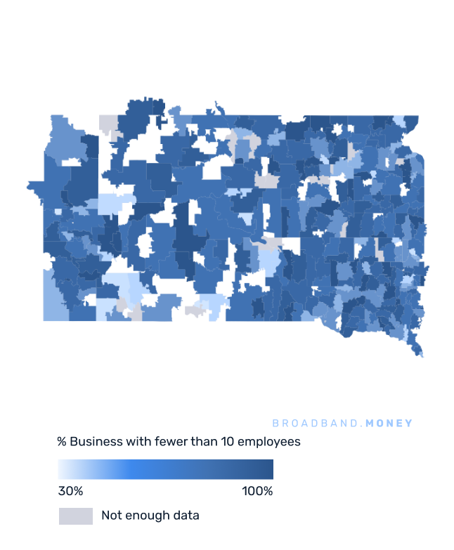 South Dakota broadband investment map small business establishments 