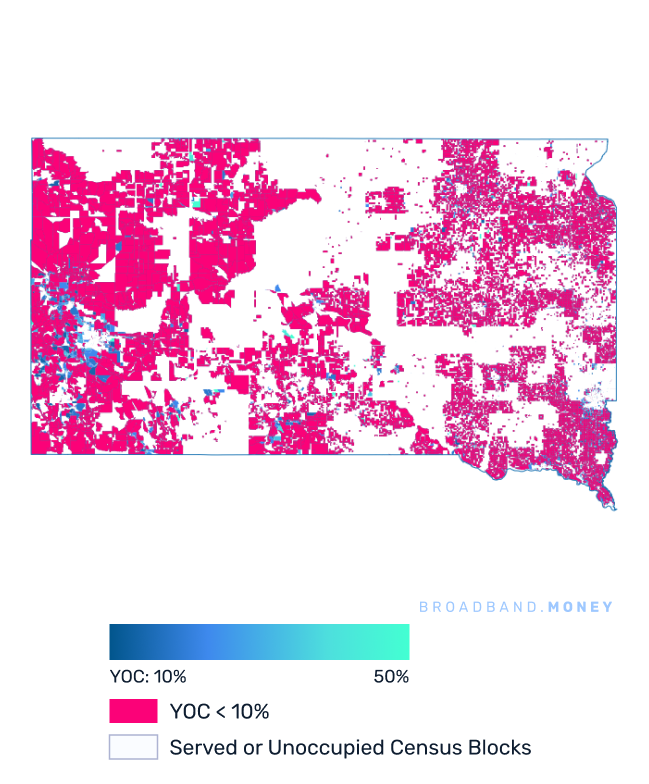 South Dakota broadband investment map yield on cost