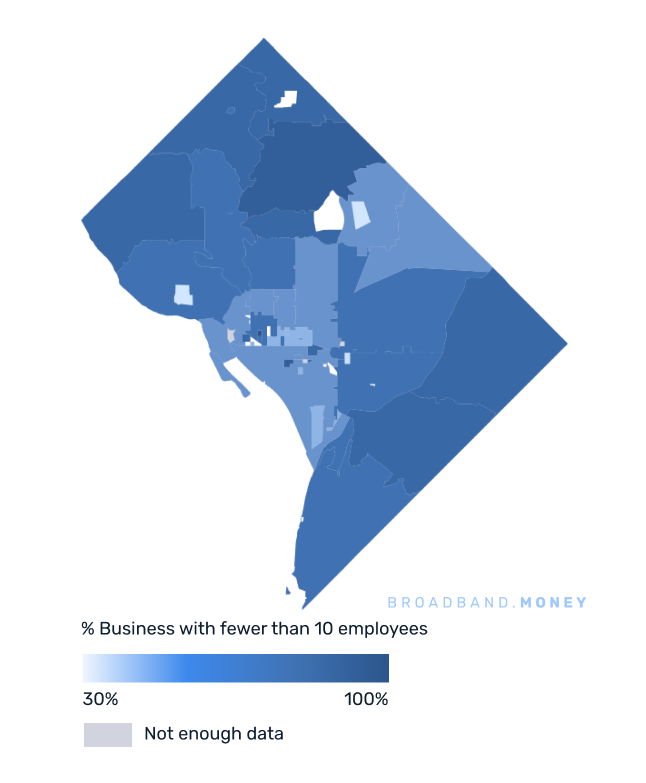 District of Columbia broadband investment map small business establishments 
