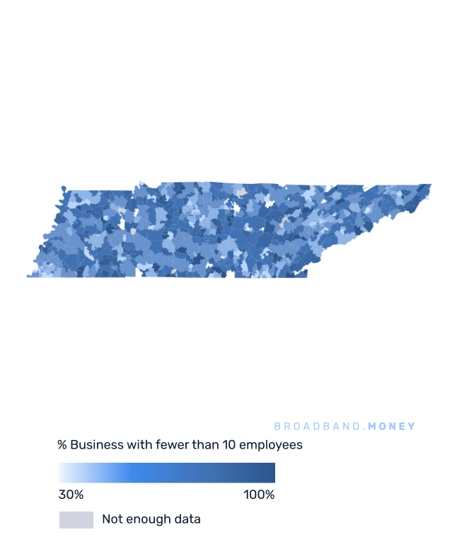 Tennessee broadband investment map small business establishments 