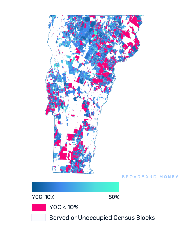 Vermont broadband investment map yield on cost