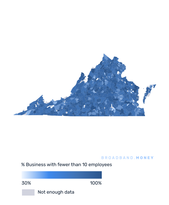 Virginia broadband investment map small business establishments 