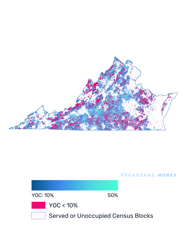 Virginia broadband investment map yield on cost