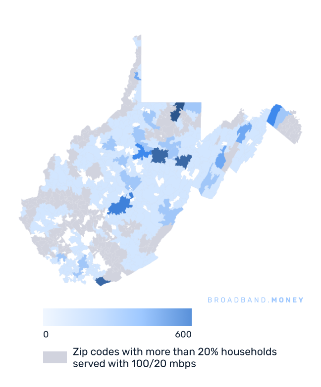 West Virginia broadband investment map business establishments in underserved areas