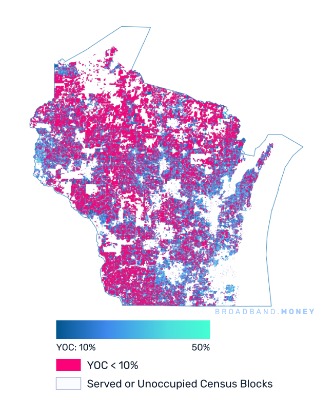 Wisconsin broadband investment map yield on cost