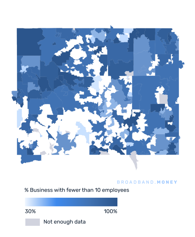 Wyoming broadband investment map small business establishments 